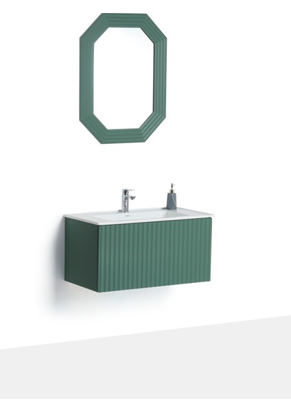 Granit Lavabolu Nuts 80 cm Alt Üst Banyo Dolabı Takımı