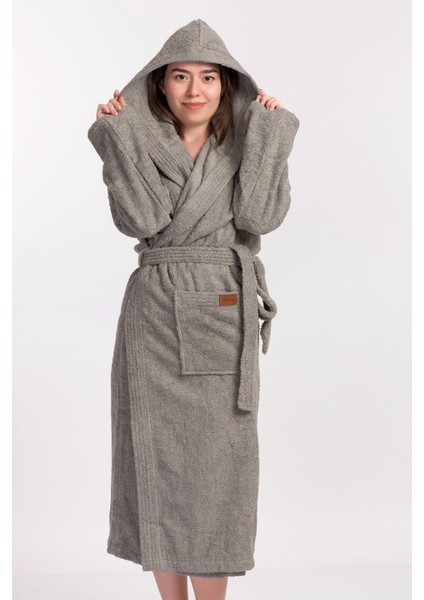 Stella Robe Ekstra Yumuşak Premium Kapşonlu Bornoz Gri modelleri