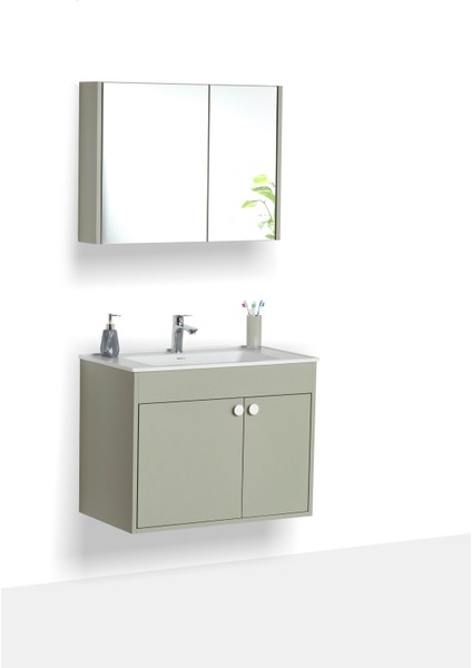 Granit Lavabolu Vento 80 cm Alt Üst Banyo Dolabı Takımı