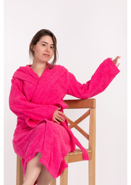 Stella Robe Ekstra Yumuşak Premium Kapşonlu Bornoz Pembe