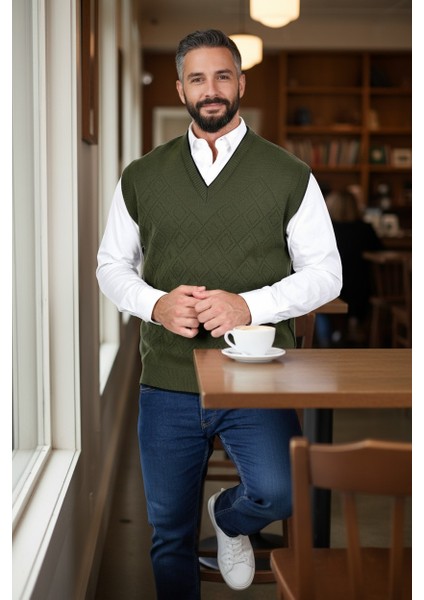 Erkek Çelik Örgü Intersiye Kışlık Kalın Triko V Yaka Triko Örgü Tüylenmez Baba Süveter modelleri