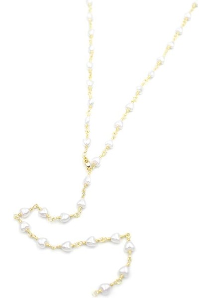 Kalp Incili Y Kolye - Altın