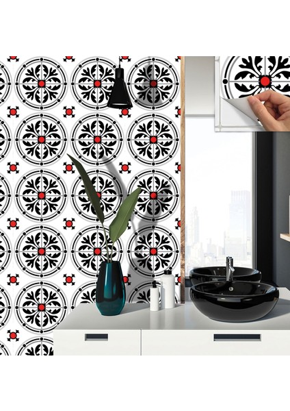 Kendinden Yapışkanlı Fayans Kaplama Kırmızılı Yuvarlak Solo Desenli Pvc Karo 30X30 cm (4 Adet) 0,36M² fırsatları