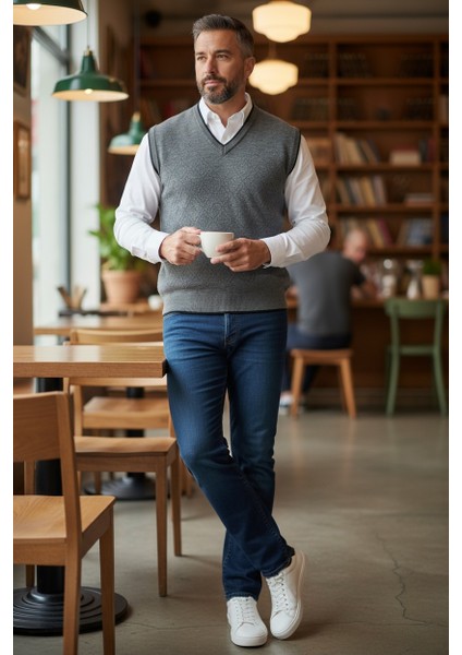 Erkek Çelik Örgü Intersiye Kışlık Kalın Triko V Yaka Triko Örgü Tüylenmez Baba Süveter fiyatları