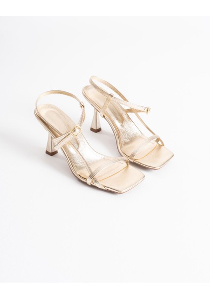 Modaserdem Rossie Kadın Altın Topuklu Sandalet modelleri