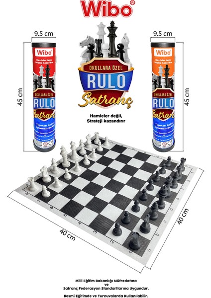 Okullara Özel Rulo Satranç Takımı Çantalı Satranç (Taşıma Ipli)