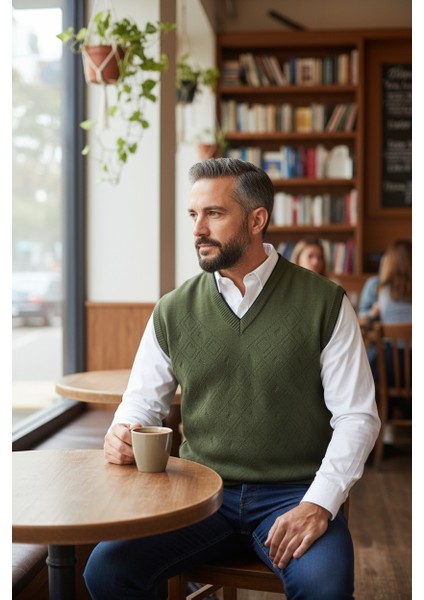 Erkek Çelik Örgü Intersiye Kışlık Kalın Triko V Yaka Triko Örgü Tüylenmez Baba Süveter fiyatları