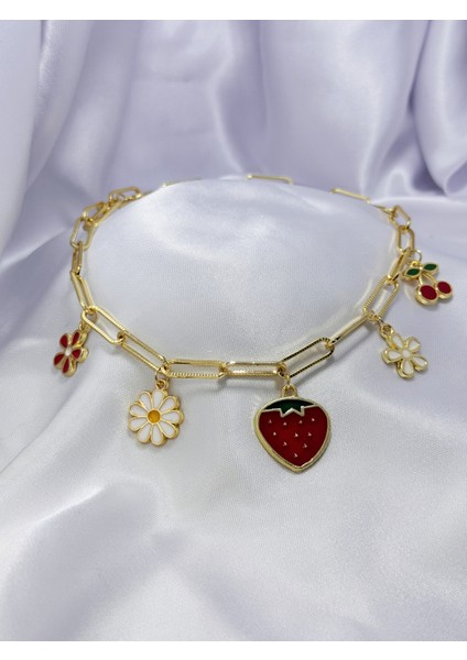 Meyveli Çiçek Charm Kolye fırsatları