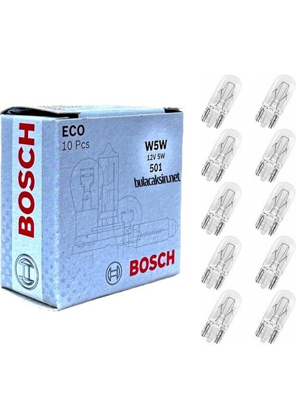 Eco Dipsiz Ampul 12V 5W T10 W5W 10'lu Paket