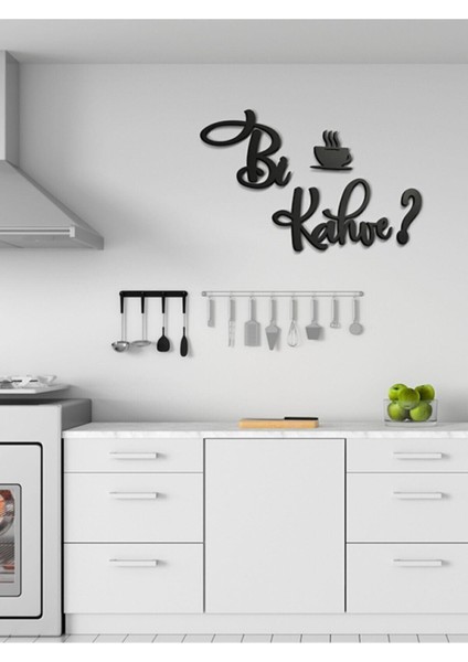 Siyah Ahşap Lazer Kesim Dekoratif Duvar Süsü Bi Kahve