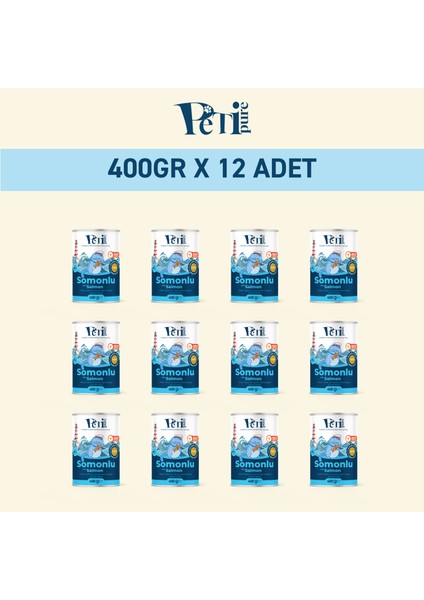 Somonlu Yaş Konserve Yetişkin Kedi Maması, Jöle Içinde Parça Etli, 400 gr x 12 Adet fiyatları