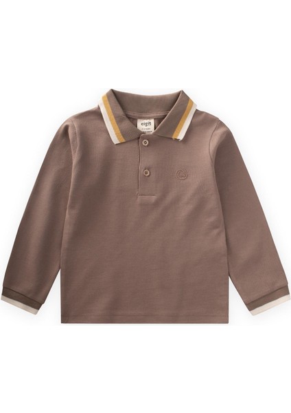 Uzun Kollu Polo Yaka T-Shırt 2-14 Yaş Vizon