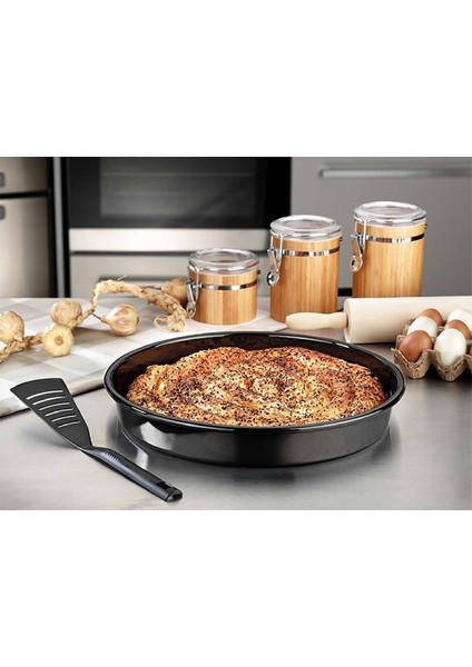 Emaye Fırın Tepsisi Siyah - Yuvarlak Emaye Fırın Tepsisi 38 cm