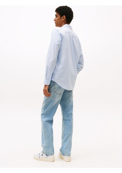 Normal Açık Mavi Çizgili Erkek Gömlek DM0DM21693C3Q Tjm Essnt Poplın Reg modelleri