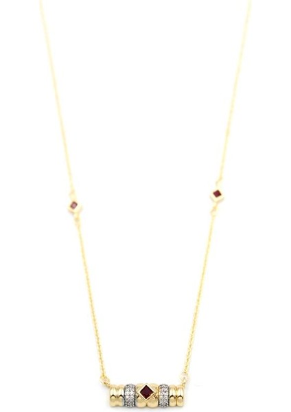 Taşlı Kolye - Bordo