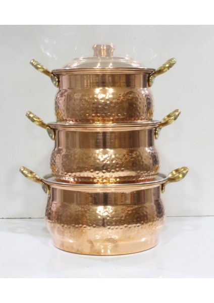 Bakır 3'lü Güveç Tencere