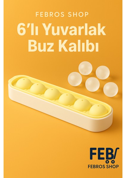 6 Sıralı Silikon Yuvarlak Buz Kalıbı – Kahve, Içecek, Kokteyller Için Yuvarlak Buz Kalıbı