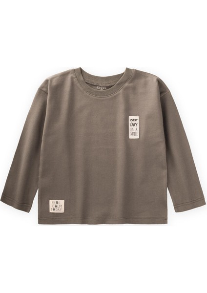 Etiket Detaylı Mevsimlik T-Shırt 2-10 Yaş Bakır