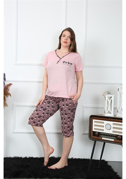 Kadın Büyük Beden Viscon Kapri Pijama Takım NS0243 indirimleri