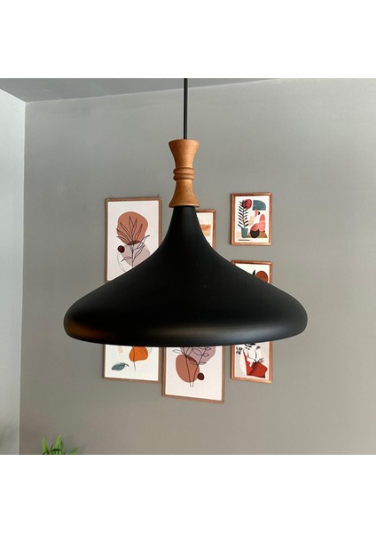 Siyah Uzun Piyon Ahşap Tekli Avize Sarkıt Salon Mutfak Cafe Butik Lamba Aydınlatma Avizeler fiyatları