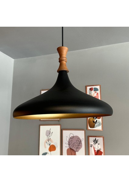 Siyah Uzun Piyon Ahşap Tekli Avize Sarkıt Salon Mutfak Cafe Butik Lamba Aydınlatma Avizeler modelleri