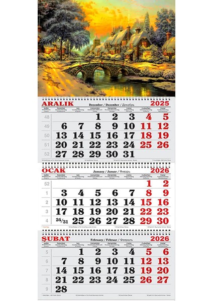 2026 Yılı Gemici Takvimi-Kartpostallardaki Kış Manzaraları