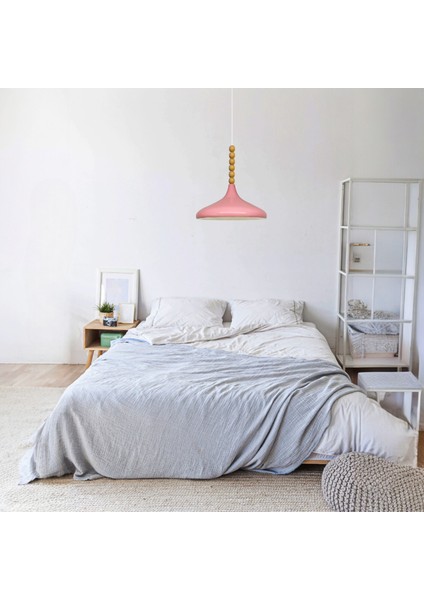 Pembe Ahşap Altı Boncuklu Tekli Avize Sarkıt Salon Mutfak Butik Lamba fiyatları