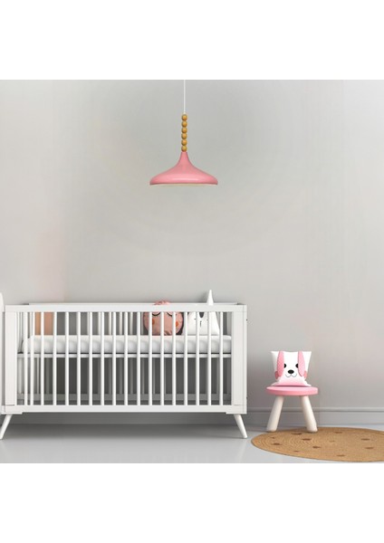 Pembe Ahşap Altı Boncuklu Tekli Avize Sarkıt Salon Mutfak Butik Lamba fırsatları