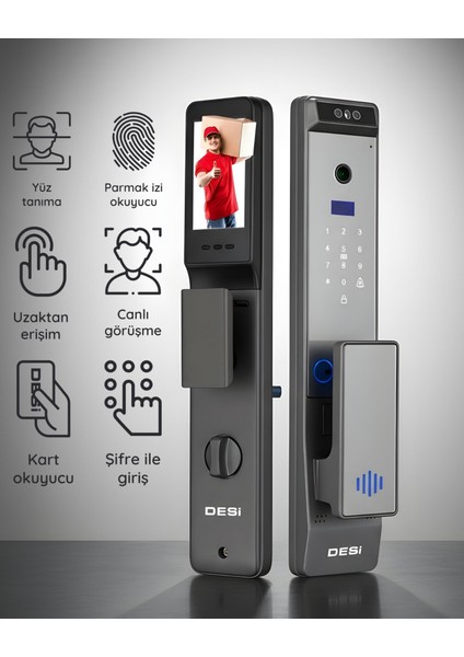 Quic Q033+ Akıllı Kilit Sanal Kapı Kolu - Yüz Tanıma - Avuç Içi Damar - Parmak Izi - Tuş Takımı - Kart Okuyucu - Aktif Canlı Görüşme fiyatları