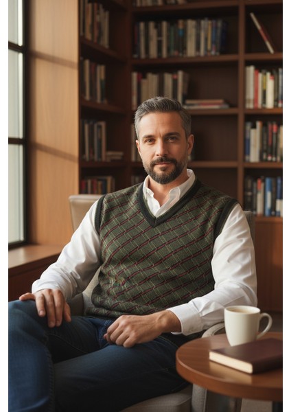 Erkek Çelik Örgü Ekose Desenli Kışlık Kalın Triko V Yaka Triko Örgü Tüylenmez Baba Süveter Regular fiyatları