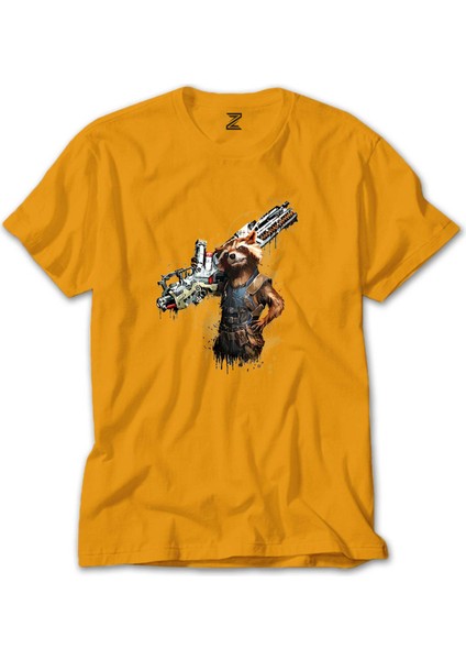 Rocket Raccoon Body Sarı Tişört Liyada