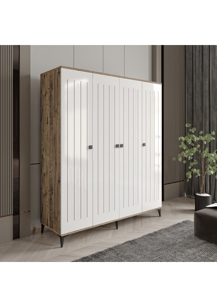 Arya 4 Kapaklı Gardrop Tamamı Mdf( Atlas Çam Beyaz ) modelleri