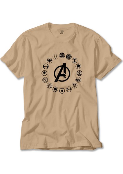Avengers Heroes Logo Krem Tişört Liyada