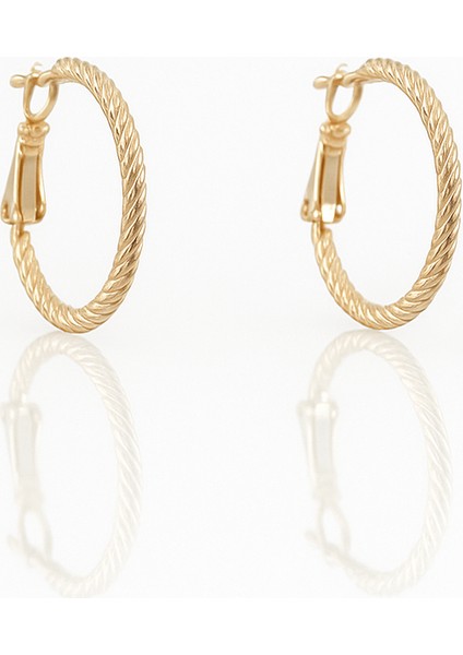 18K Rose Gold Plated Flare Italiane Hoop Küpe