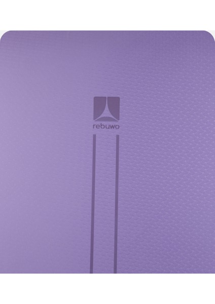 Çift Çizgi Tasarımlı Tpe Yoga Pilates Matı 8 mm Kaymaz Hafif Taşınabilir - Koyu Lila