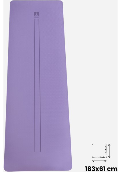 Çift Çizgi Tasarımlı Tpe Yoga Pilates Matı 8 mm Kaymaz Hafif Taşınabilir - Koyu Lila fırsatları