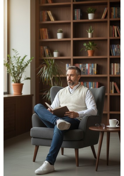 Erkek V Yaka Triko Örgü Tüylenmez Süveter Regular Fit Saç Örgü Linyis Desenli fiyatları