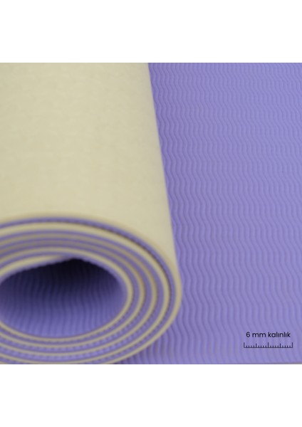 Çift Taraflı Tpe Yoga Pilates Matı 6mm Kaymaz Hafif Taşınabilir – Lila & Sarı (Butter Yellow) fiyatları