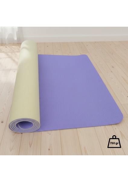 Çift Taraflı Tpe Yoga Pilates Matı 6mm Kaymaz Hafif Taşınabilir – Lila & Sarı (Butter Yellow) modelleri