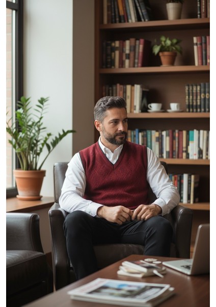 Erkek V Yaka Triko Örgü Tüylenmez Süveter Regular Fit Saç Örgü Linyis Desenli modelleri