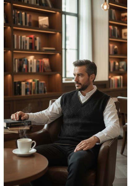 Erkek V Yaka Triko Örgü Tüylenmez Süveter Regular Fit Saç Örgü Linyis Desenli indirimleri