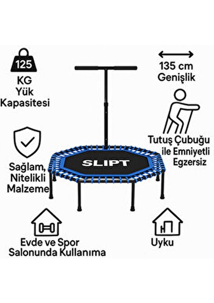 54 inç Tutunmalı Trambolin Mavi Renk Yüksek Taşıma Kapasitesi 120 kg ile Güvenli