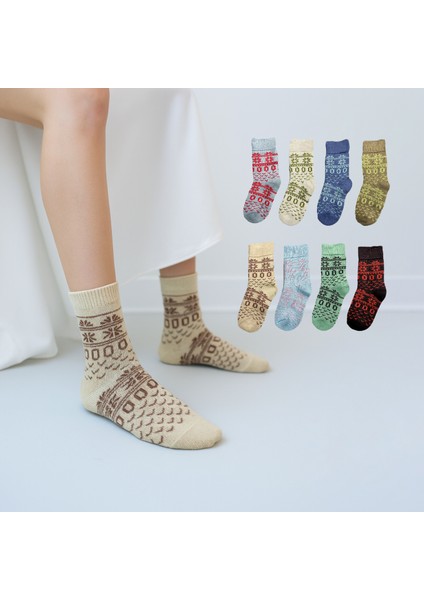 Kadın Orjinal Havlu Kışlık Yün Çorap (Bambu + Yün) Sonbahar Serisi