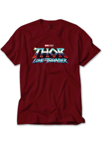 Thor Love And Thunder Logo Blue Kırmızı Tişört Liyada