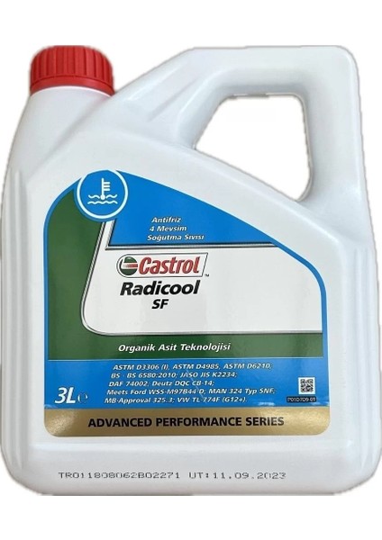 Radicool SF 3 Litre Organik Kırmızı Antifriz 4 Mevsim Soğutma Sıvısı