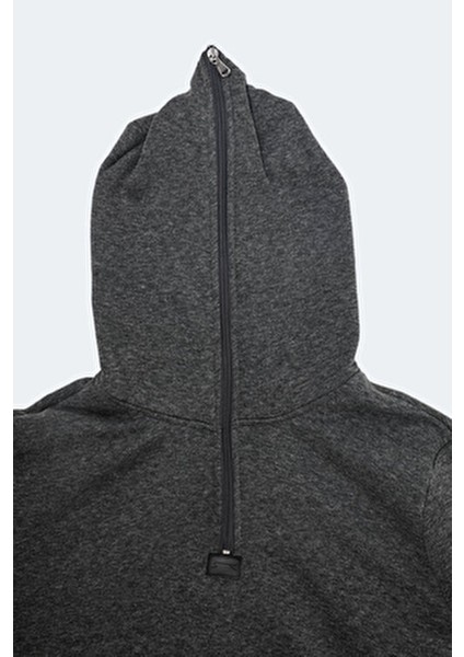 BAHA Erkek Kapüşonlu Sweatshirt Antrasit Renkli Amblemli Kış Sezonu İçin