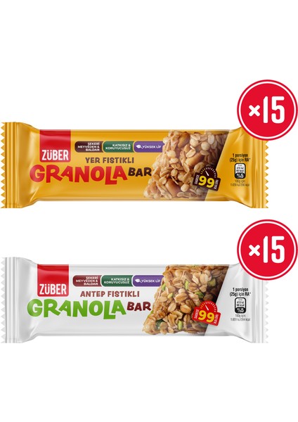 Antep Fıstıklı Granola Bar + Yer Fıstıklı Granola Bar