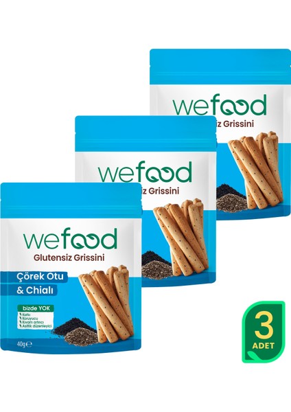 glutensiz Grissini Çörekotu & Chia 40 g 3'lü