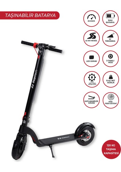 X8 Elektrikli Scooter - Max 700 W Çıkartılabilir Batarya Özellikli Scooter