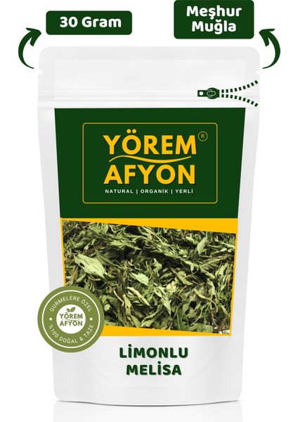Yörem Afyon Meşhur Muğla Yeni Mahsul Güneşte Kurutulmuş Yaprak Limonlu Melisa Arı Otu | 30GR.